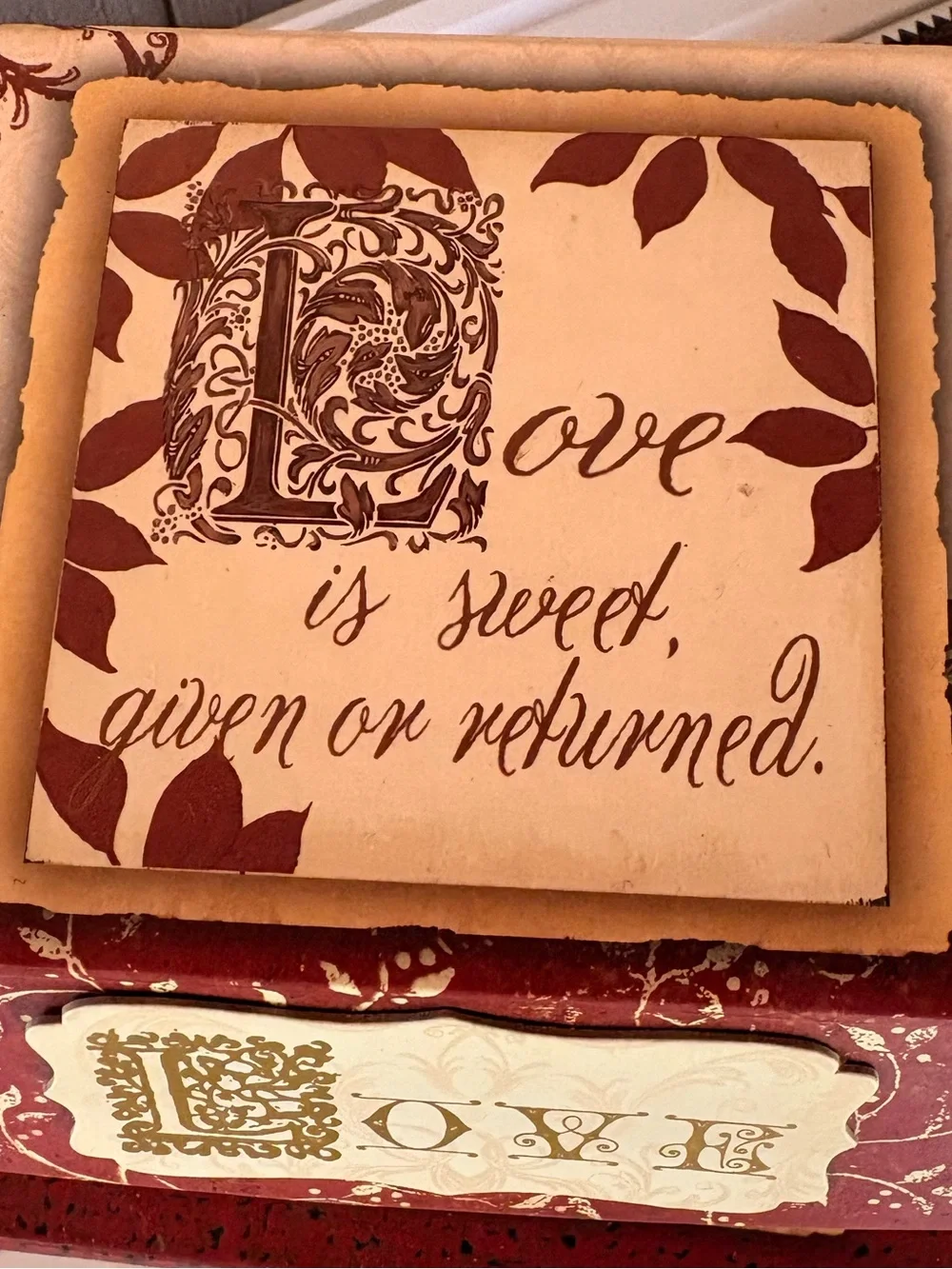 Red and Cream Decorative 'Love' Storage Boxes - Set of 2
